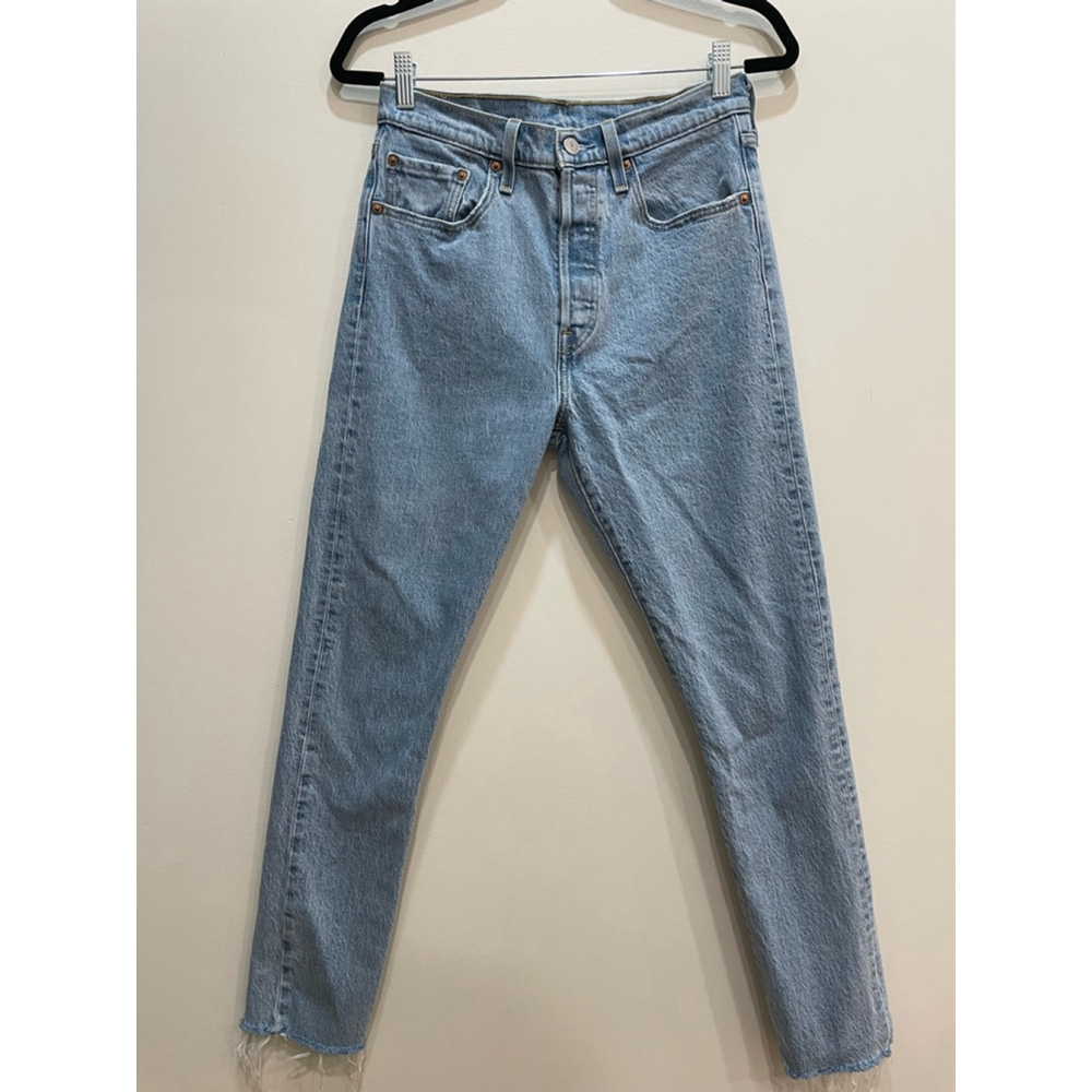 Levi's 501 Slinny Filifome Jeans 28x30 Button Fly High Rise Raw Hem Classic